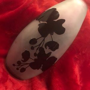 White Frosted Vase with Black overlay